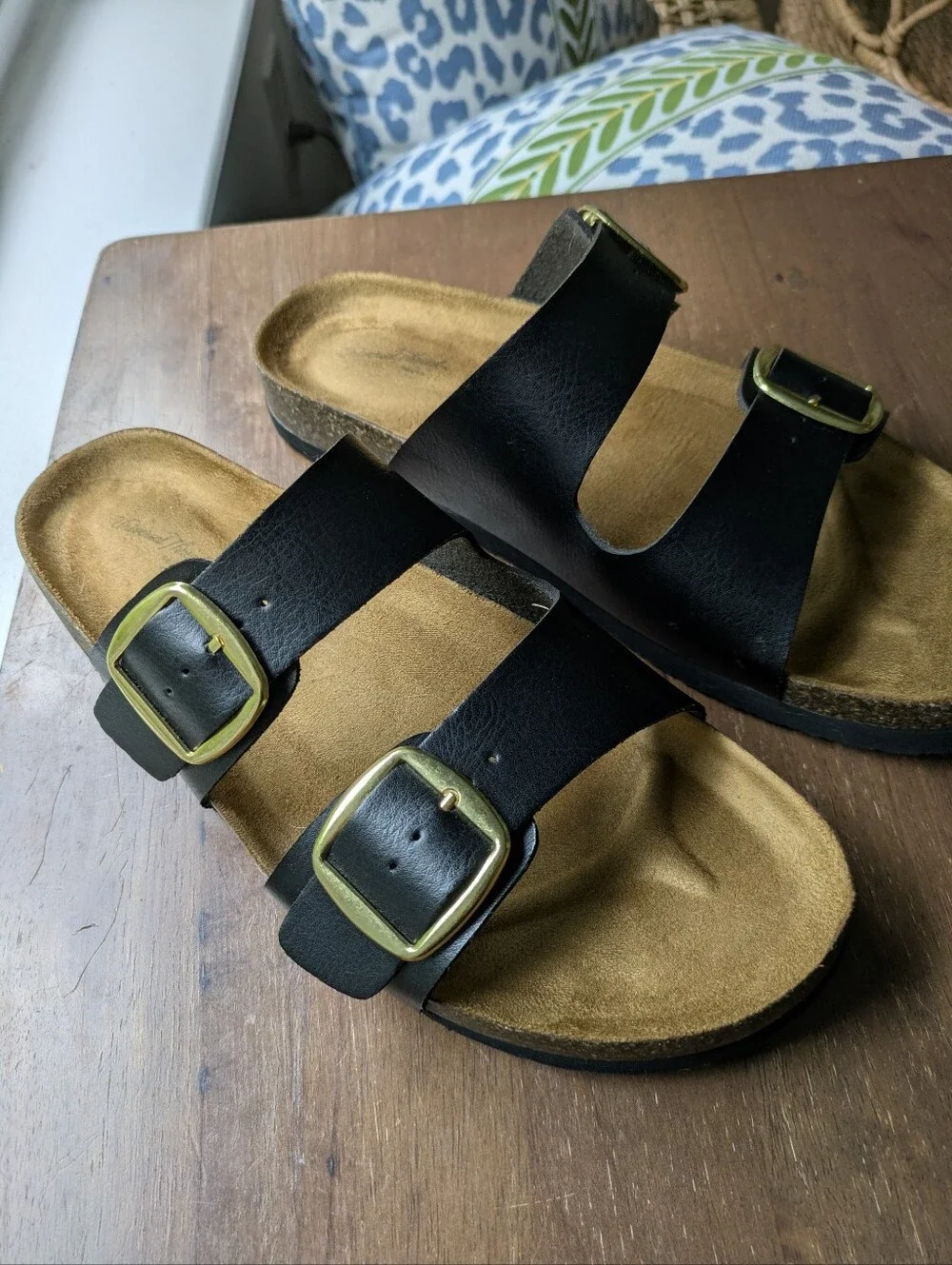 Double-Buckle Cork Footbed Sandals